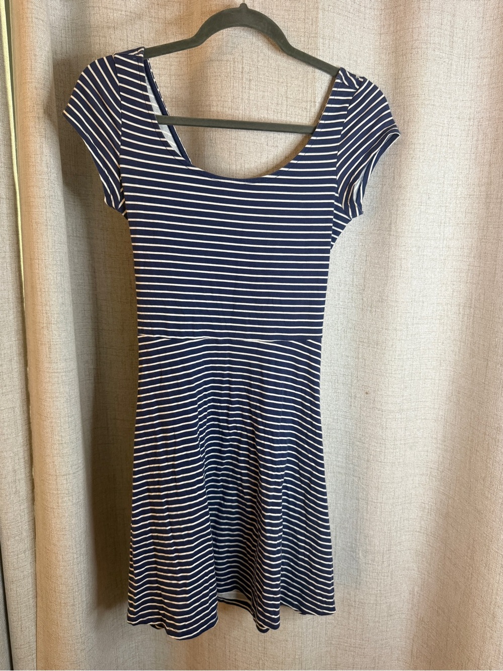 American Eagle Outfitters Navy and White Striped Mini Dress